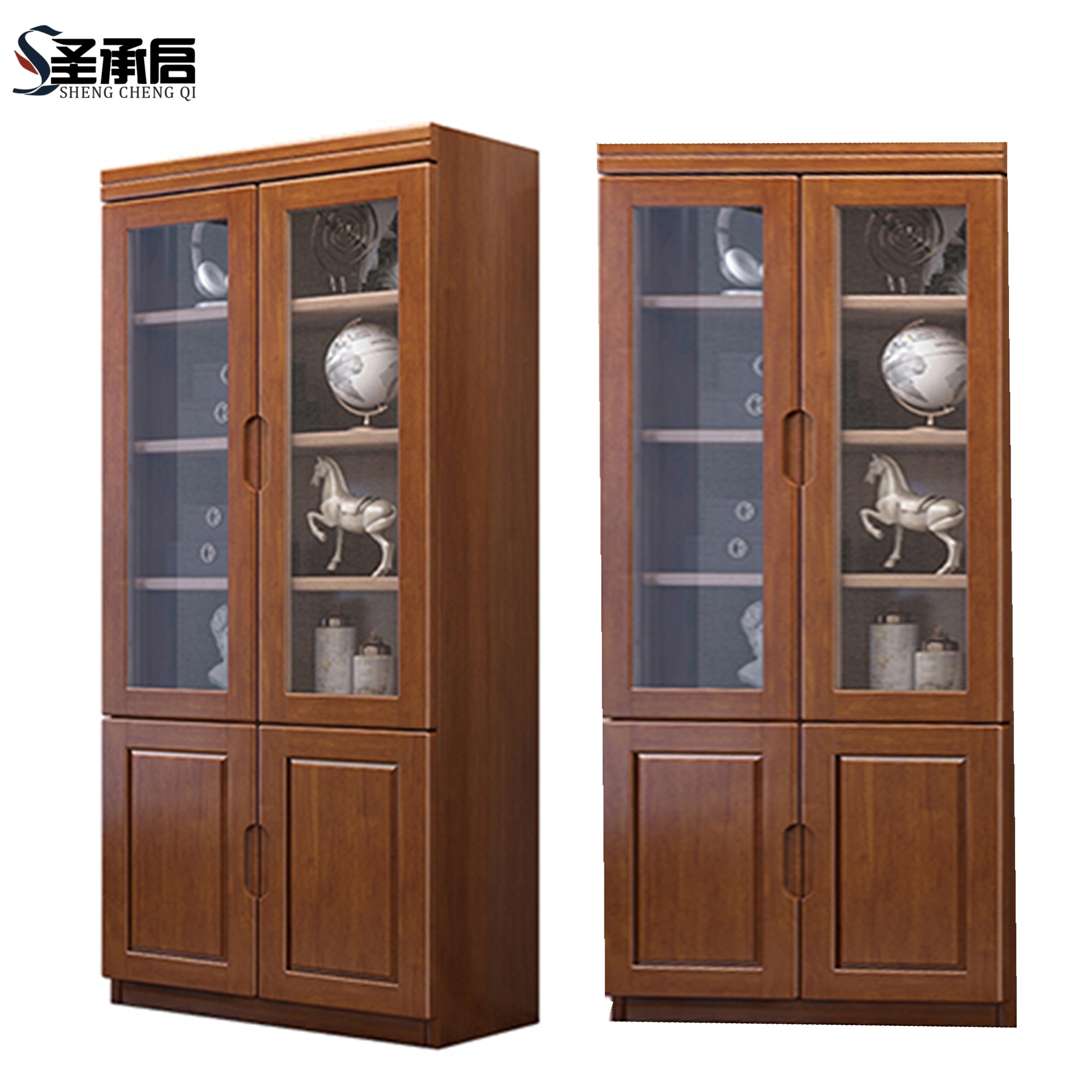 圣承启 实木书柜 二门台高清大图