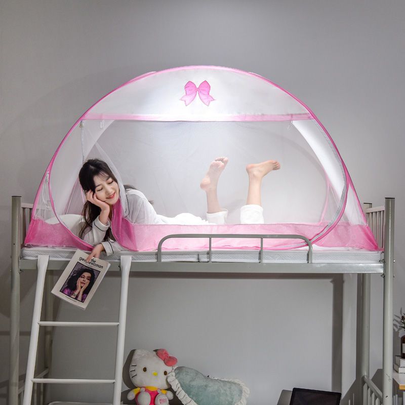 学生蚊帐免安装可折叠宿舍上下铺0.9m寝室子母床1.2米蒙古包纹帐u