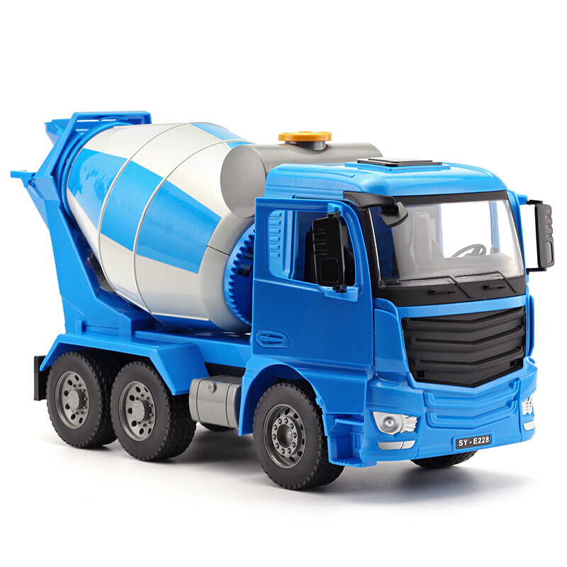 手动工程车吊车自卸车水泥罐车搅拌车消防车惯性儿童玩具车模型 搅拌