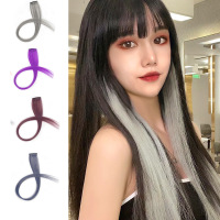 潮流新品挂耳染彩色假发卡假发片_烟灰蓝2片