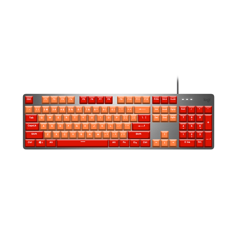 罗技(Logitech) K845红轴+橙色键帽+红色键帽有线全尺寸笔记本电脑电竞吃鸡游戏办公机械键盘