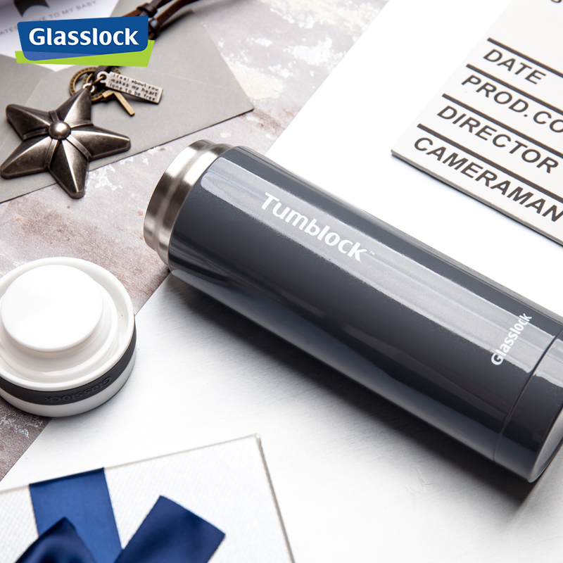 三光云彩(GLASSLOCK)保温杯男女学生保热保冷水杯高档304不锈钢韩版可爱便携迷你茶杯300ml 灰色不锈钢保温杯