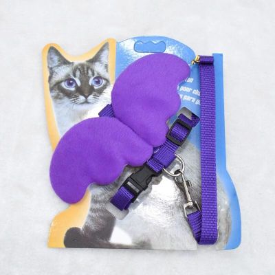 紫色带天使 超小型(建议4斤内使用) 遛猫绳猫链猫咪牵引绳防挣脱溜猫绳胸背带猫牵引绳猫项圈猫咪用品