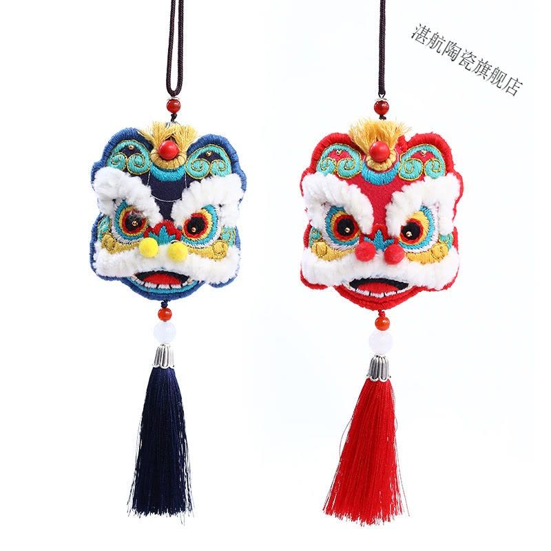 平安符手工刺绣diy自绣制作材料包醒狮平安福荷包古风车挂送男友图片