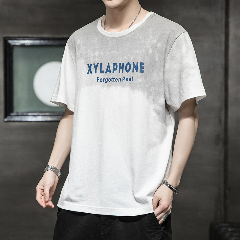 绅士空间2021夏季短袖印花打底衫休闲男士t恤圆领套头衣服男装宽松