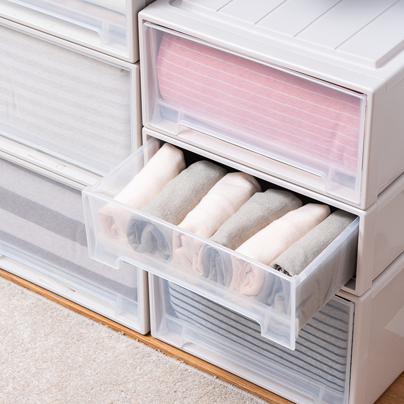 衣服收纳箱抽屉式塑料透明储物柜子内衣衣物整理箱神器衣柜收纳盒