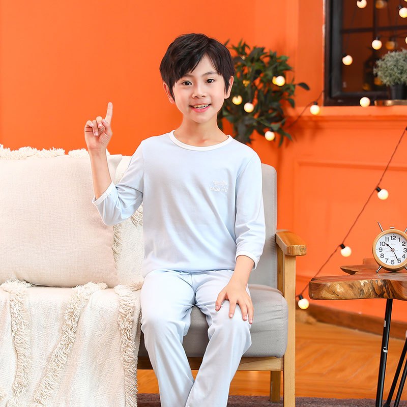 猫人儿童睡衣套装男童春秋款家居服中童长袖长裤宝宝纯棉空调服