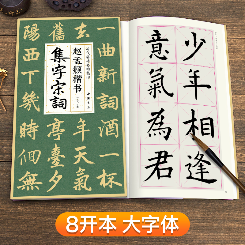 [醉染正版]赵孟頫楷书集字宋词 简体旁注楷书入门基础收录赵孟俯经典碑帖集古诗词作品集欣赏成人学生临摹教程楷书毛笔书法练字高清大图