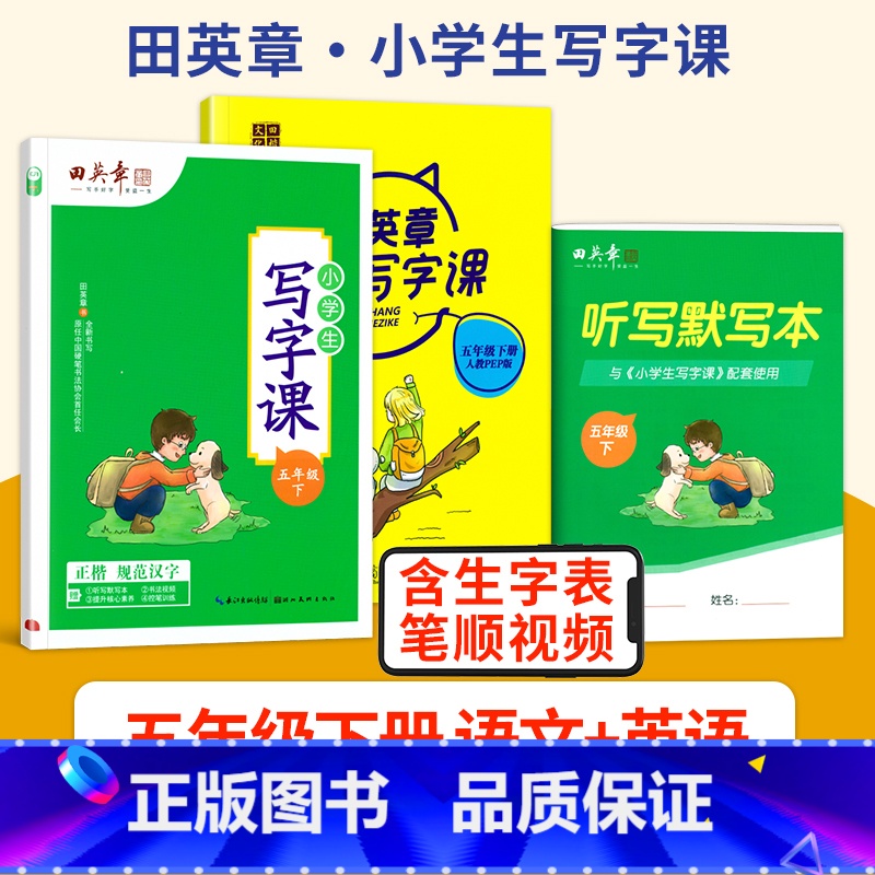 五年级下[语+英2本] [正版]小学同步练字帖一年级二年级三年级四年级五年级六年级上下册写字课课练语文英语人教版小学生写高清大图