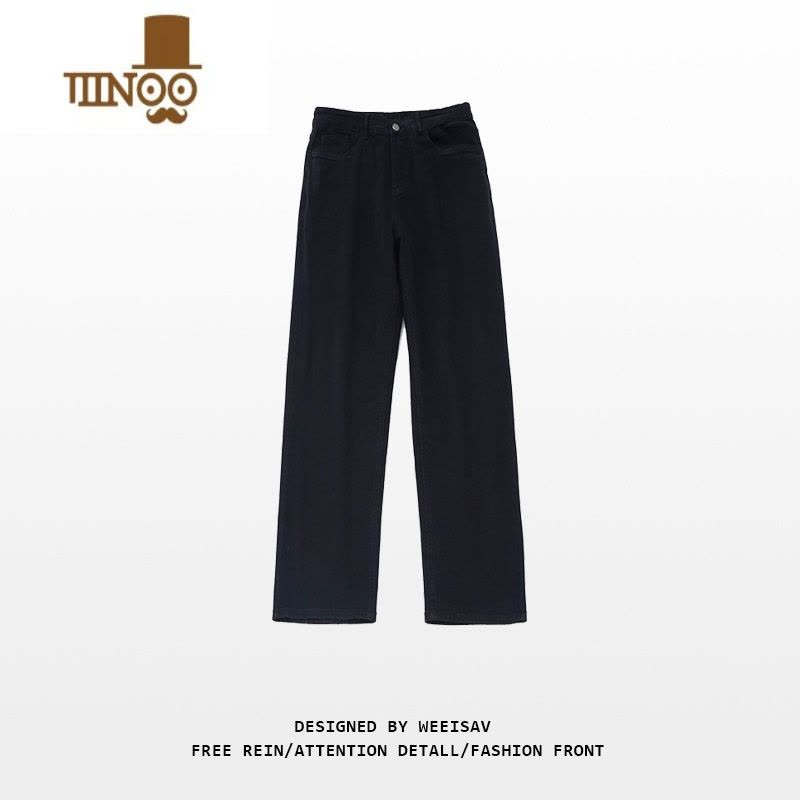 YANXU美式复古高街黑色牛仔裤男秋季新款嘻哈潮牌修身显瘦直筒长裤vibe图片