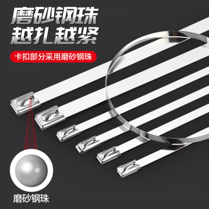 杜轲 DK79L 不锈钢自锁式扎带金属卡扣固定钢带-4.6×200mm 单位:条高清大图