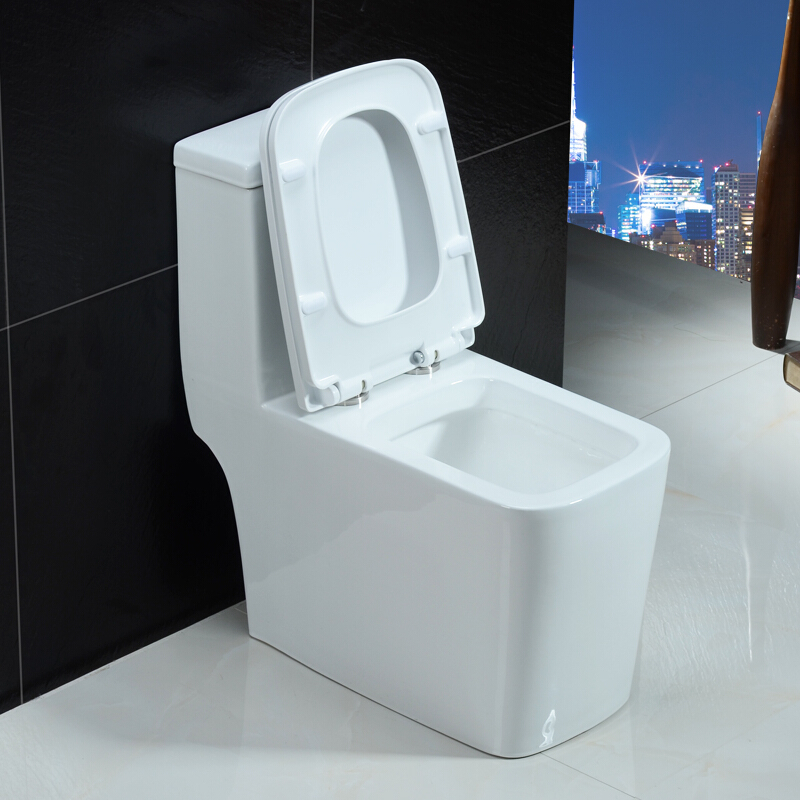 马桶超漩虹吸抽水连体坐便大孔径座便器节水静音洁具卫浴方型大座圈