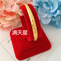仿黄金越南沙金手镯女久不掉色经典光面24K铜镀金首饰结婚金镯子 满天星