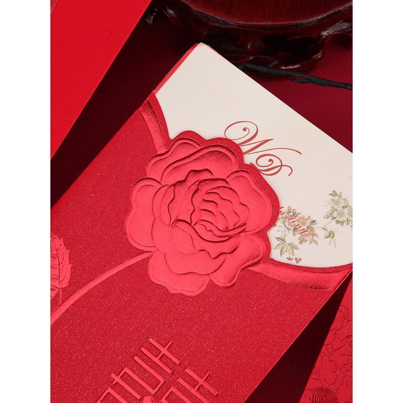 婚庆用品个性创意婚礼结婚请帖请柬2019中国风喜帖打印定制邀请函