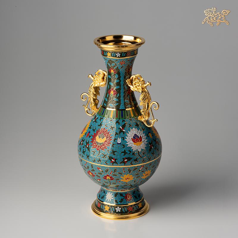 美帮汇全铜摆件《景泰蓝龙耳瓶》家居饰品 铜工艺品 摆件高清大图