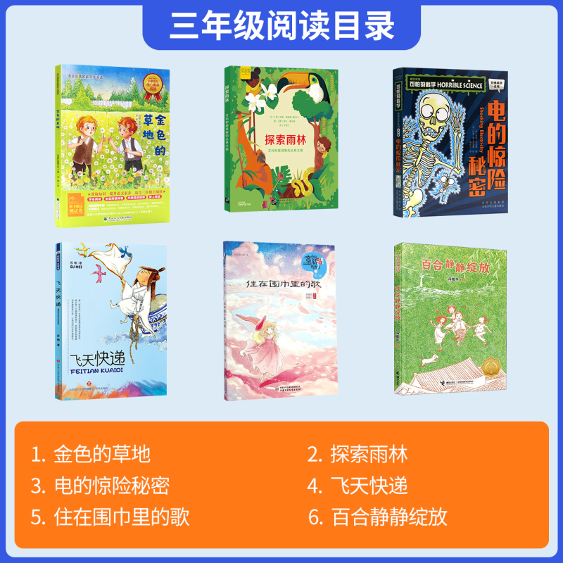 金色的草地 [正版]2023年三年级北京暑假阅读书目 探索雨林百合静静绽放可怕的科学- 电的惊险秘密彩虹花文学书飞天快递