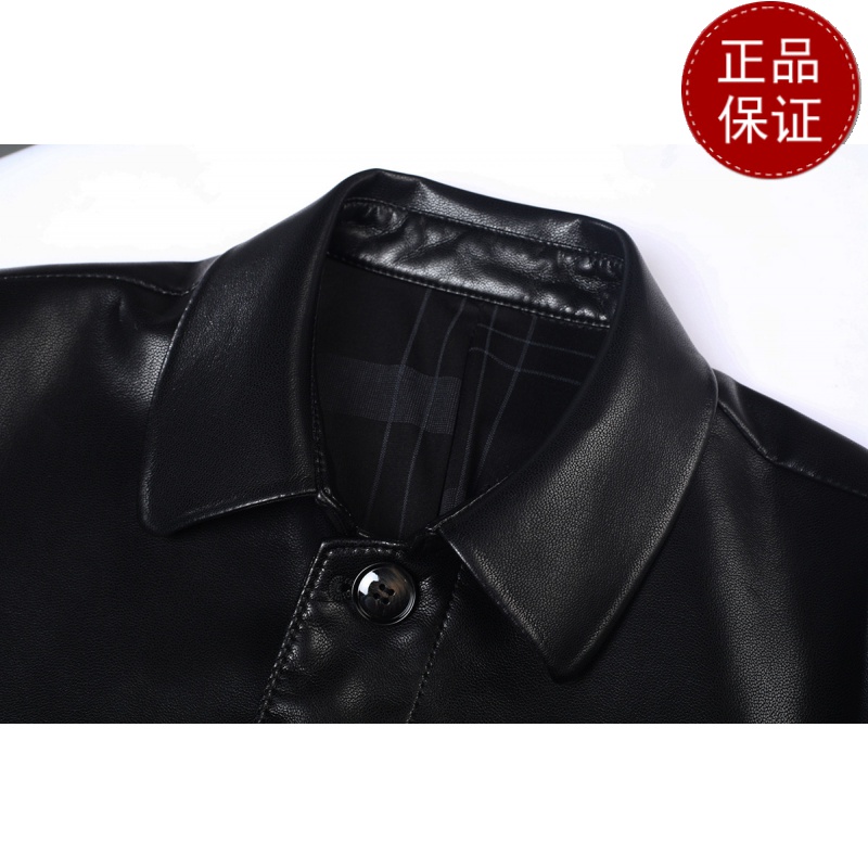 免费试穿 加绒加厚春秋男装皮衣外套中老年皮夹克黑色仿皮上衣单排扣暗襟2024冬装新款外套潮海宁软皮夹克大码男装高清大图