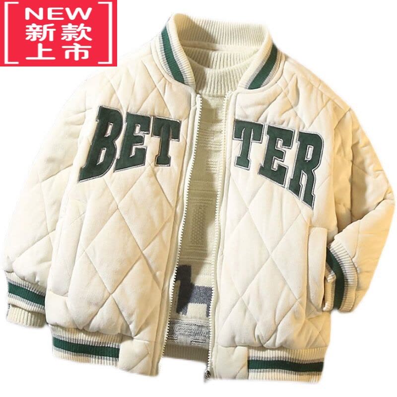 可莉允男童韩版外套秋冬装2022年新款帅洋气儿童夹棉加厚保暖棒球服夹克棉服图片