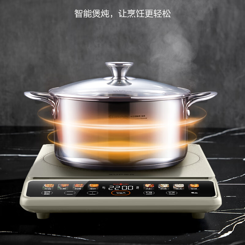 苏泊尔(SUPOR)C22-IA11电磁炉电磁灶家用大功率235mm大线圈防辐降噪预约定时显影彩屏持续加热电磁炉套装带锅高清大图