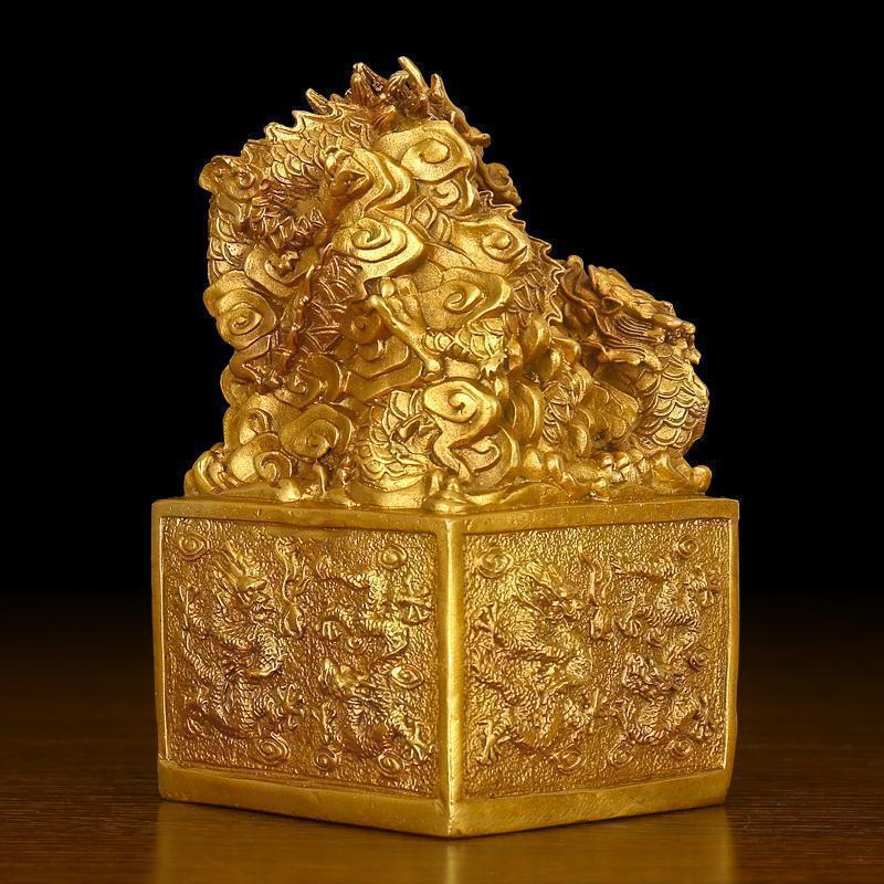 纯铜九龙金玺铜玉玺摆件书房老板办公室桌风水工艺品_80_8