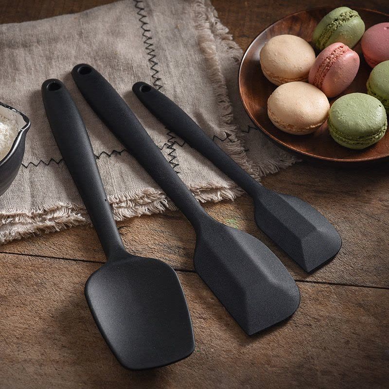 硅胶刮刀铲子三件套雪花酥烘焙工具奶油铲刀蛋糕抹刀搅拌刀套装做 敬平 半透玫瑰红3件套图片