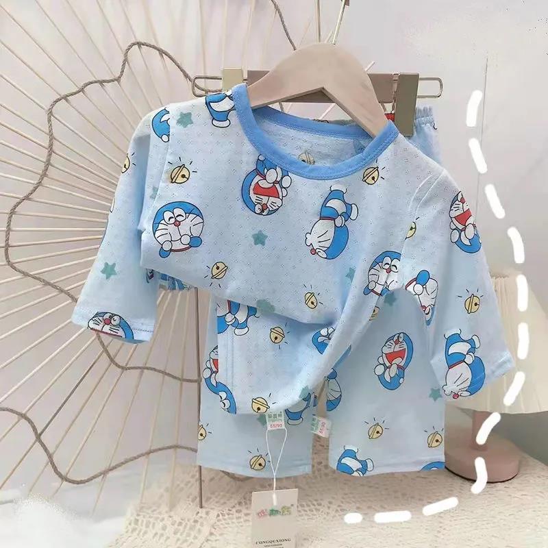 儿童卡通呼吸棉7分家居服套装宝宝卡通空调服棉质睡衣春夏童装薄威珺