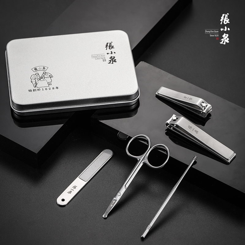 张小泉 白琉璃美甲五件套 H60400100 配置:大号指甲钳、中号指甲钳、指甲锉、鼻毛剪、挖耳勺*高清大图