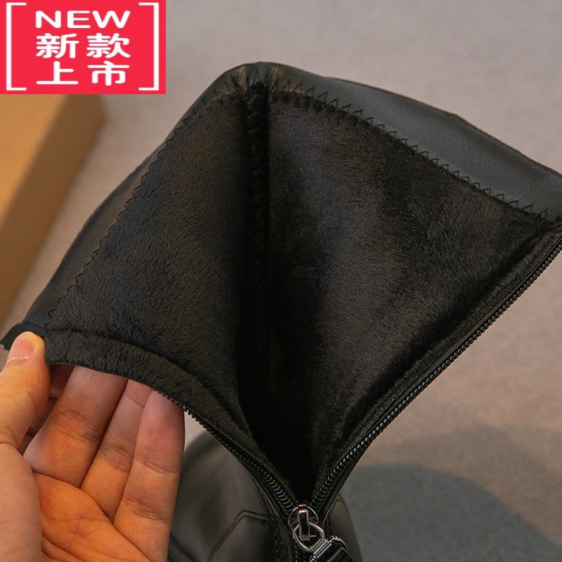 可莉允女童靴子2022冬季新款儿童鞋子加绒二棉皮靴洋气高筒靴长靴棉靴潮图片