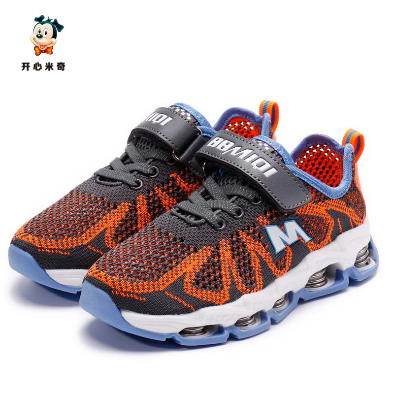开心米奇童鞋夏男童鞋飞织网面童鞋中大童弹簧鞋儿童运动鞋f15726007