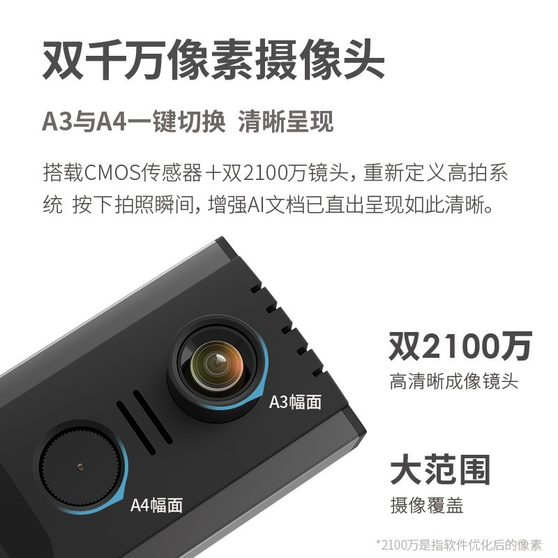 得力(deli)高拍仪15162 2100万高清双摄 A3/A4一键切换 远程教学网课 文档资料连续扫描 身份证扫描仪