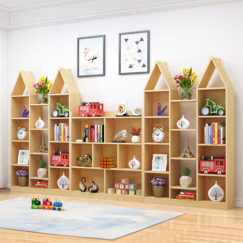 智扣儿童书架绘本架落地简约书柜置物架客厅实木家用学生玩具收纳柜子