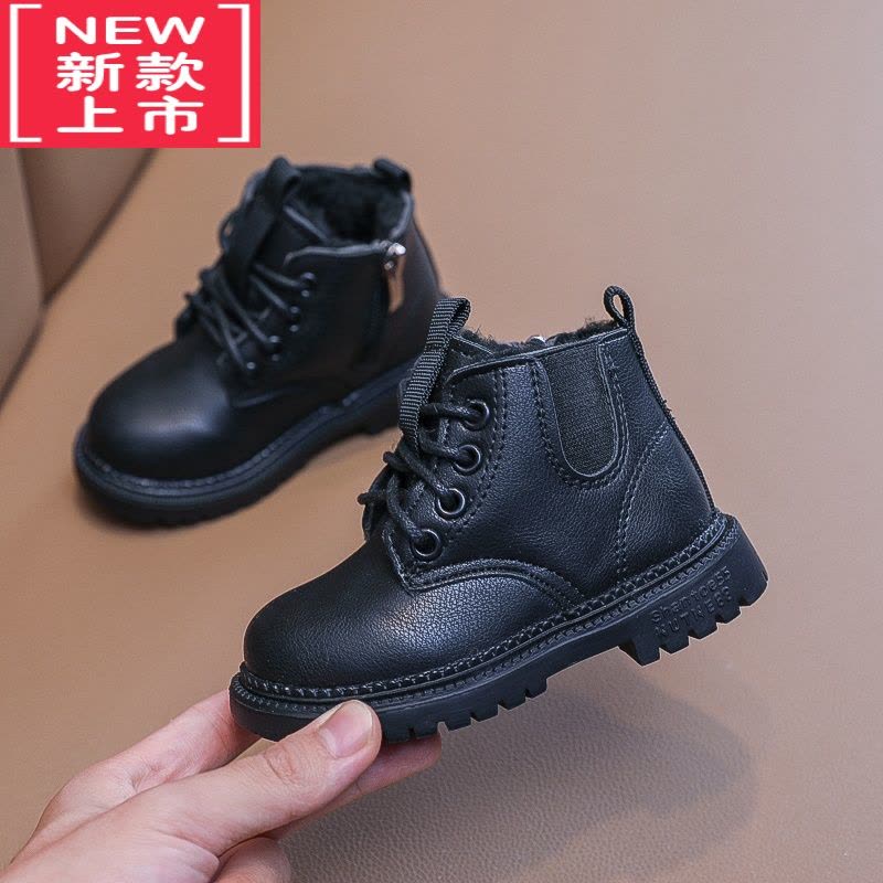 可莉允女童靴子秋冬马丁靴2022加绒男童宝宝软底小短靴时尚儿童棉靴童鞋图片
