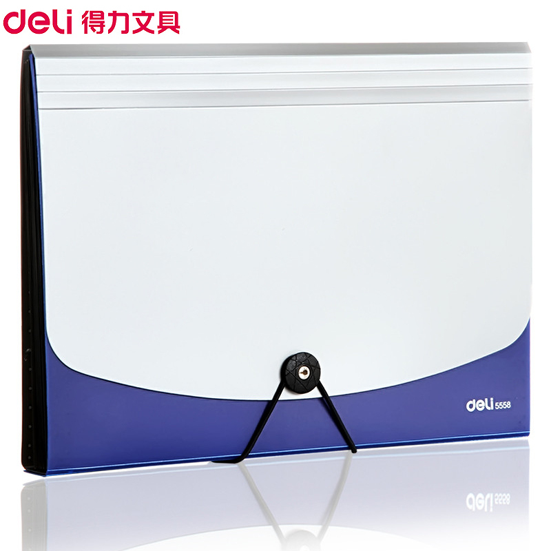 得力(deli)5558风琴包 文件套 2个 A4/12格飞盘扣式双色 文件包 手提文件袋 资料袋 收纳袋