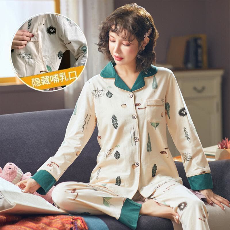 迪鲁奥(DILUAO)YXXM 孕妇装 2021夏季新款月子服春秋产后孕妇睡衣怀孕期产妇哺乳衣薄款喂奶衣套装 18208图片