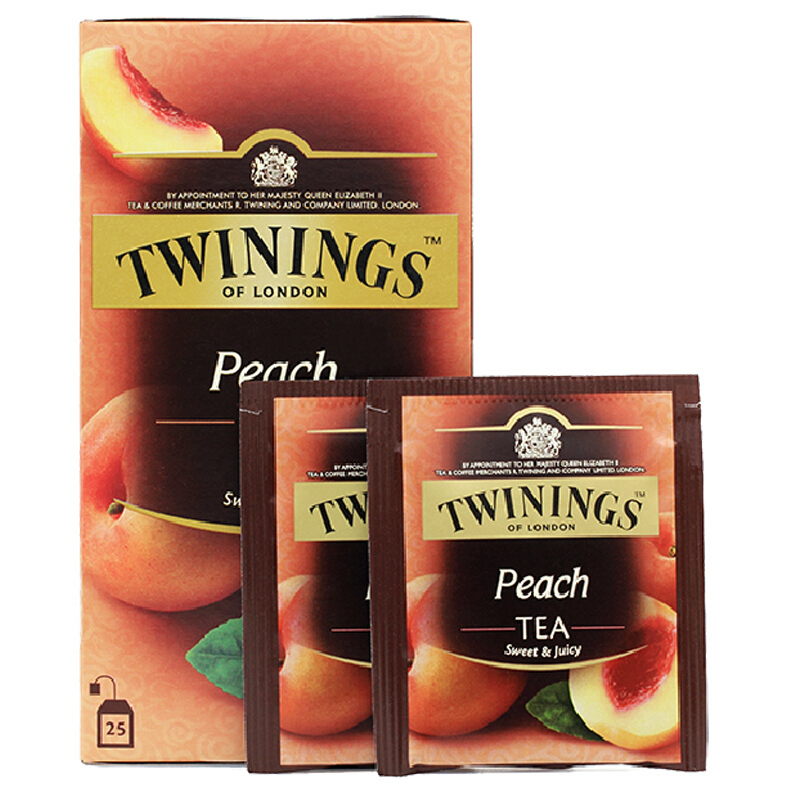 Twinings川宁 红茶蜜桃果香 红茶50g/25片 红茶包果味茶包袋泡茶