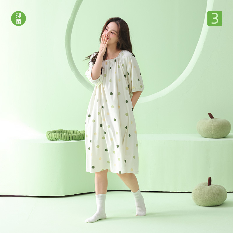 米奇喵【抗菌新疆棉】a类纯棉睡裙女夏季短袖连衣裙长款家居服大码宽松 a类纯棉睡裙女 尺码备注