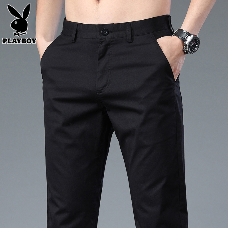 花花公子宽松休闲裤男士西裤2025年夏季款潮流直筒黑色长裤子男裤