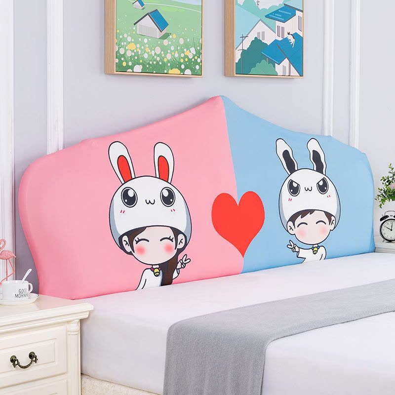 弹力万能床头套 全包床头套弧形半圆欧式软包皮床实木床头防尘罩 风和日丽 80-100图片