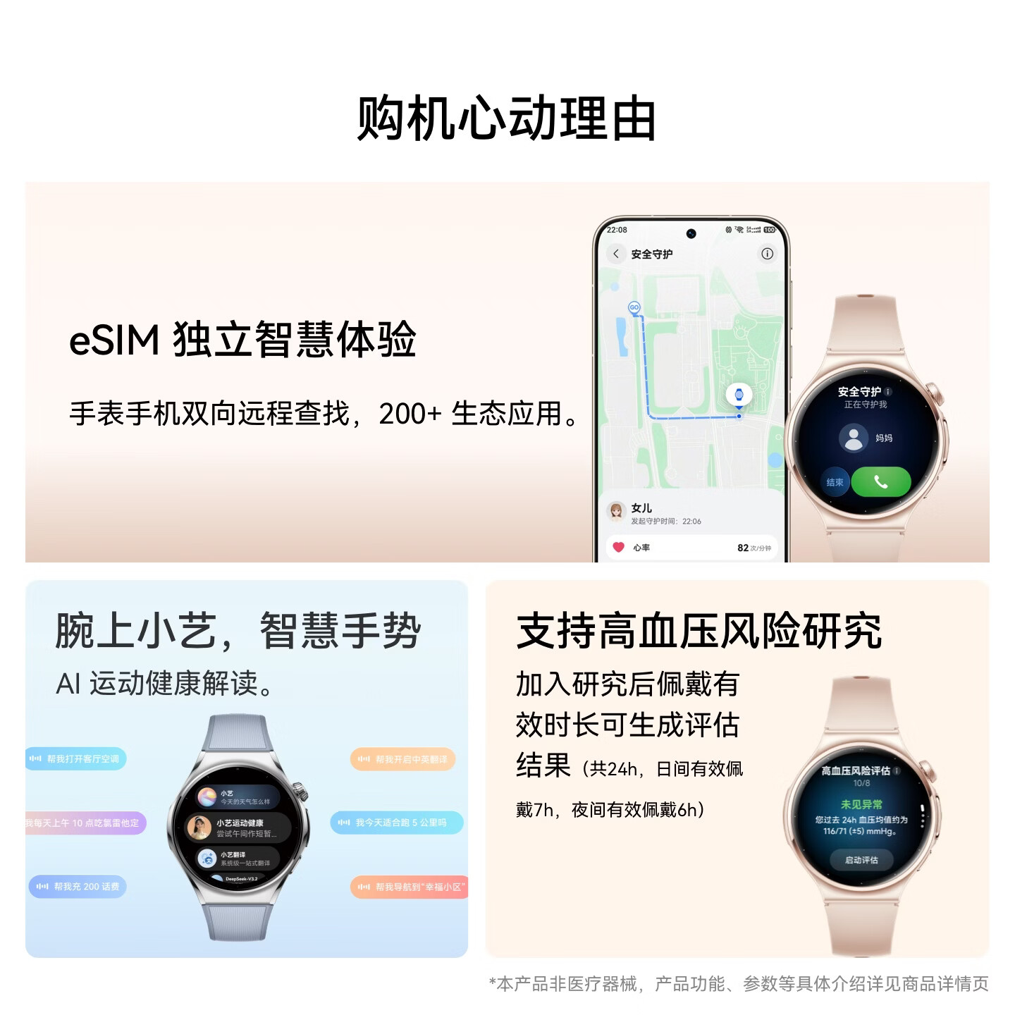 华为 HUAWEI WATCH6 42mm幻月黑铝合金表壳支持高尿酸高血压风险研究华为eSIM独立通信手表华为智能手表高清大图