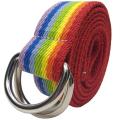 窄.2厘米细腰带撞色双环休闲帆布带男女士挂长街拍户外皮带_347 3.2厘米宽度的七色彩虹140cm