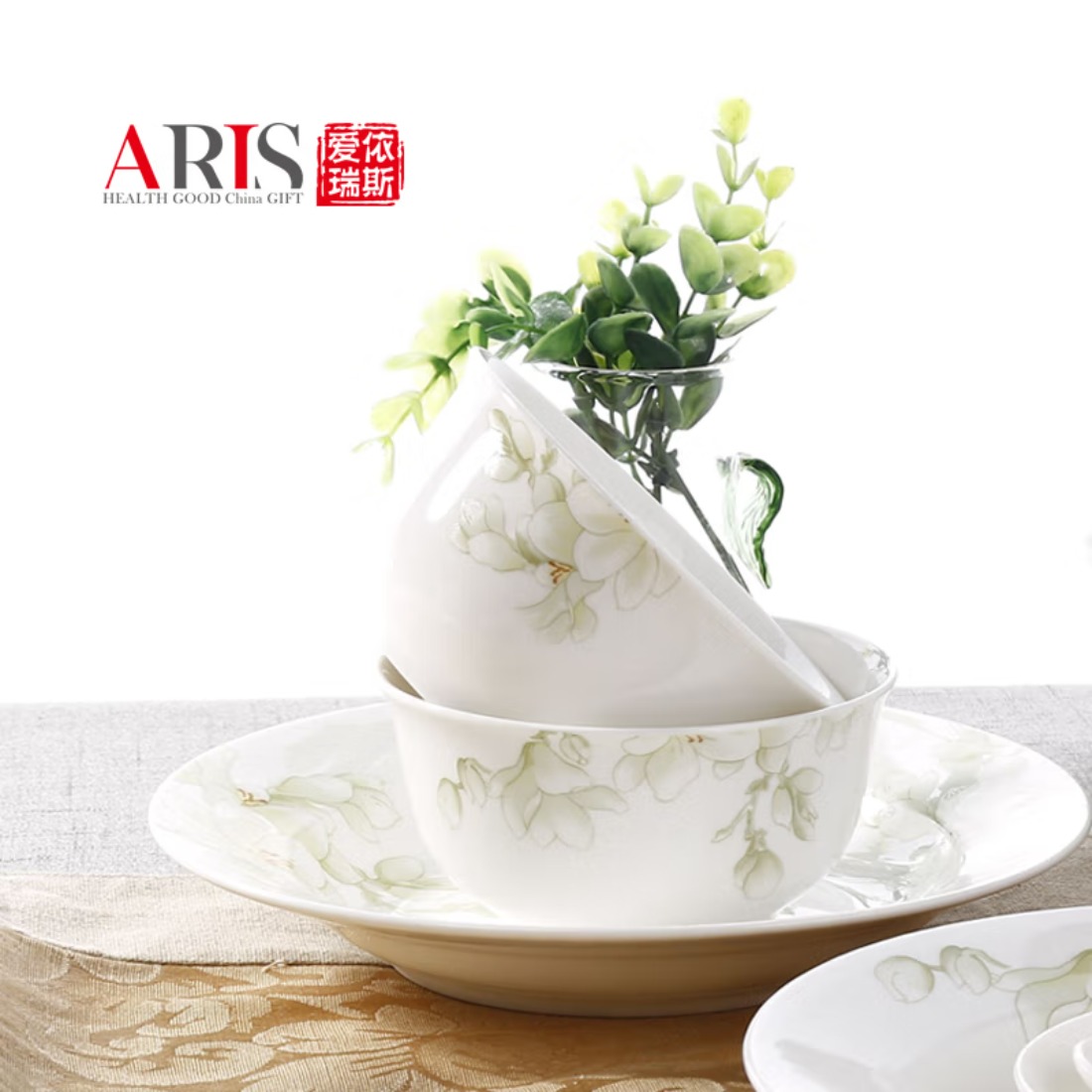 爱依瑞斯陶瓷餐具 AS-D3901H白玉兰 39头高清大图