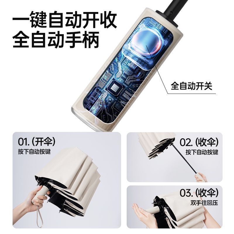 144骨雨伞全自动伞晴雨两用伞反向挂钩遮阳太阳伞女防晒防紫外线高清大图