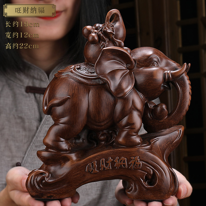 美帮汇如意大象摆件象一对泰国象树脂工艺品电视柜厅高清大图