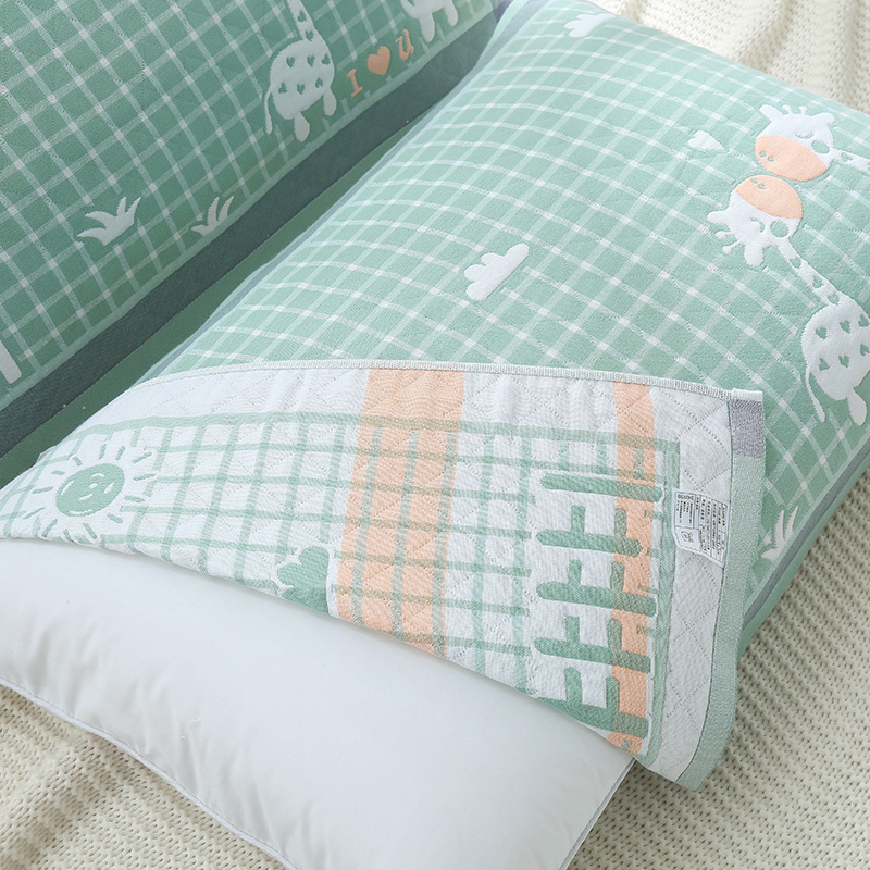 洁丽雅纯棉枕巾一对装防脱落家用情侣高档单人男生简约枕头巾盖