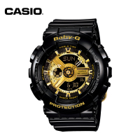 卡西欧(CASIO)手表 BABY-G系列潮流运动魔金双显女表黑盘 BA-110-1A