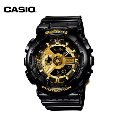 卡西欧(CASIO)手表 BABY-G系列潮流运动魔金双显女表黑盘 BA-110-1A