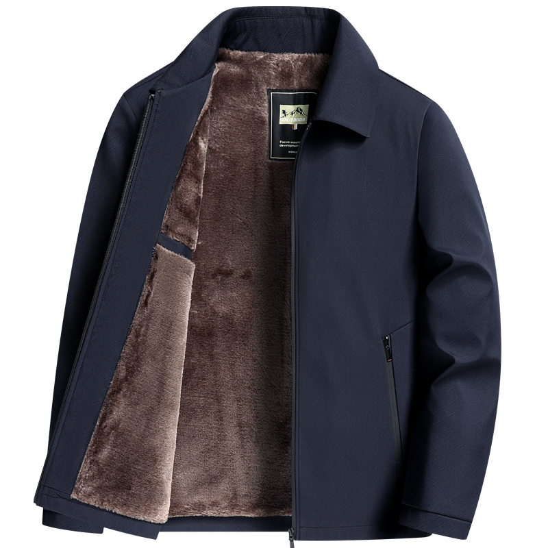 啄木鸟中老年人夹克男爸爸冬装外套加绒加厚款秋冬季爷爷保暖棉衣高清大图