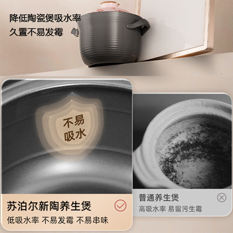 苏泊尔(SUPOR)家用聚能速热加厚养生煲汤陶瓷煲 4.5L TB45T1高清大图