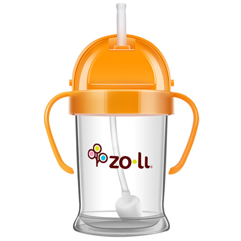 zoli BF11PPB001 婴儿硅胶防漏学饮杯 宝宝吸管水杯 蓝色 180ml