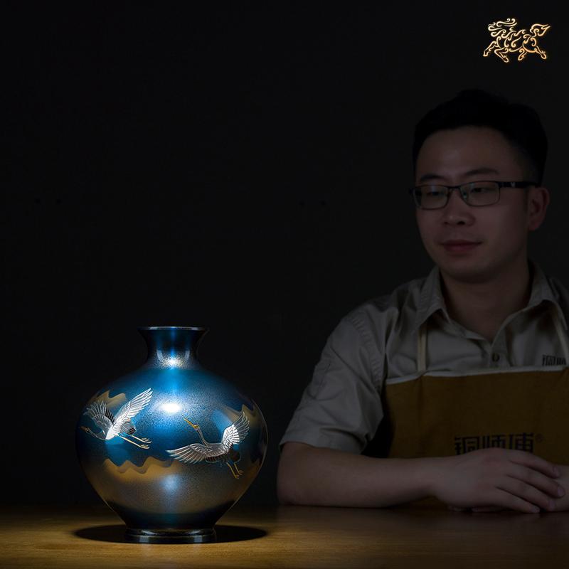 美帮汇全铜摆件《高冈铜器之鶴》铜工艺品 家居饰品 花瓶高清大图